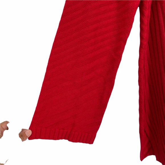 Charter Club Mixed-Stitch Mock-Neck Sweater Ravishing Red Size XL - E19 - Picture 6 of 11